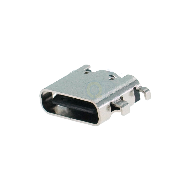 Type-C母座6P四脚沉板0.8/1.0/1.2/1.6mm 90度卧式SMT贴片6.5/6.8mm PD快充